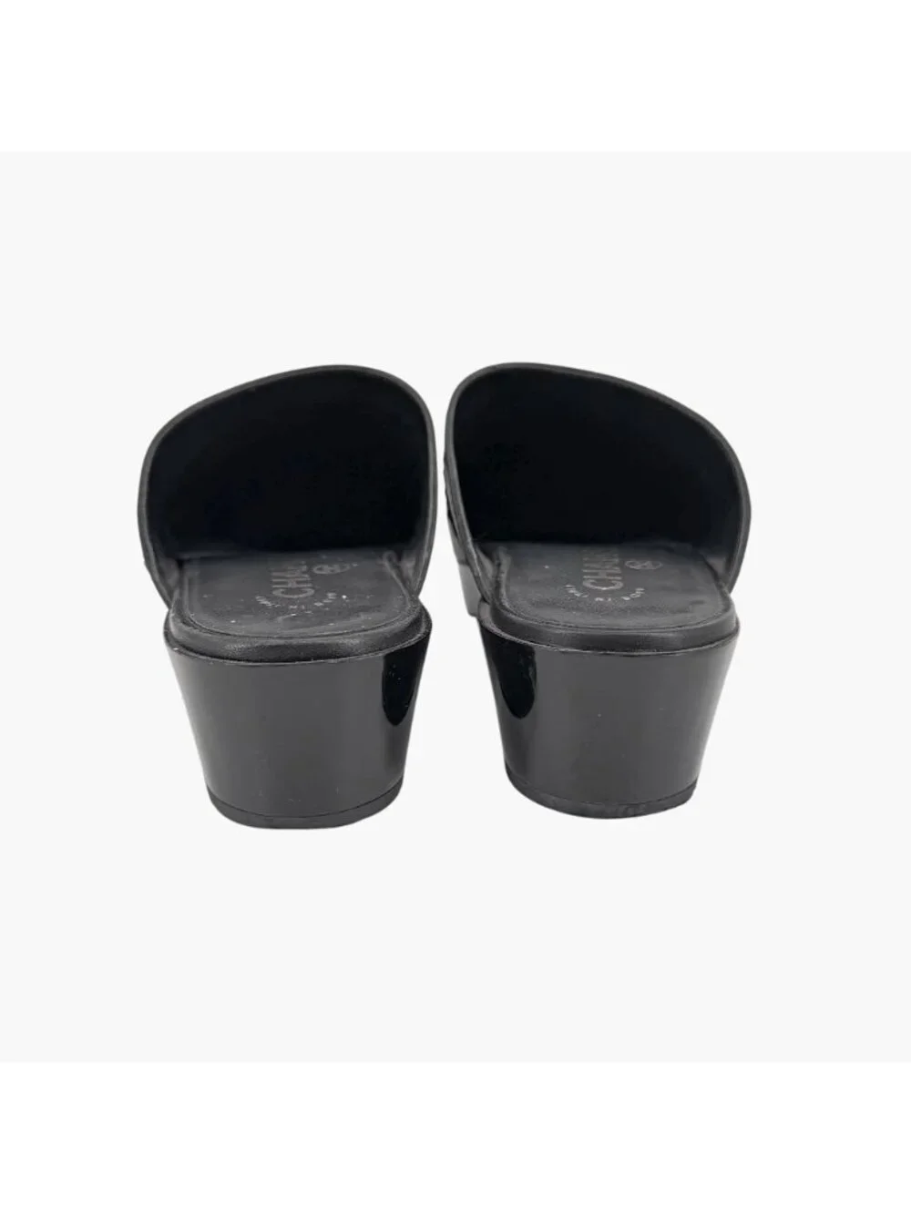 Chanel Black Leather CC Chain Mule Slip On Clogs Flats Size 36 US 5–5.5 Women's